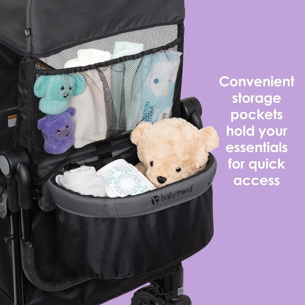 Foldable Stroller Wagon for Children with Adjustable Handle and Storage Basket