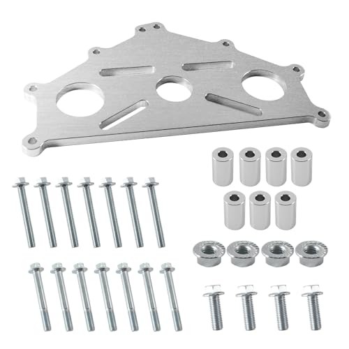 Engine Safe Stand Adapter Plate Compatible with Chevy Small/Big Block LS Silver