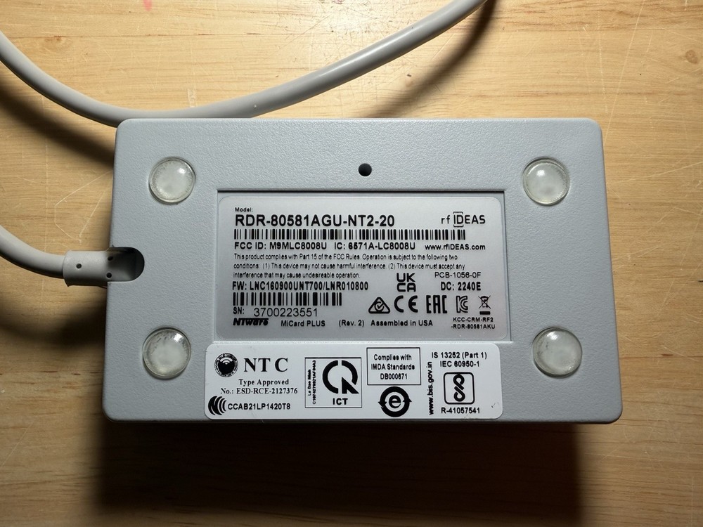 NTware uniFLOW RDR-80581AGU-NT2-20 Wireless RF Card Reader