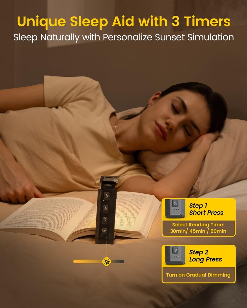 Extendable Book Light for Reading in Bed 5 Enhanced Brightness & 3 Colors wit...