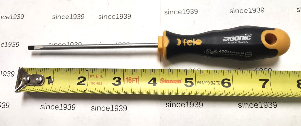 Felo 53119 Ergonic Soft Handle 9/64" Slotted Screwdriver Hex Shank 4" Blade