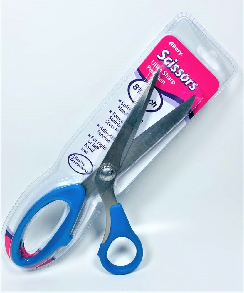 Allary Ultra Sharp Premium Scissors 8.5 Inch Adjustable Tension Soft Handle BLUE