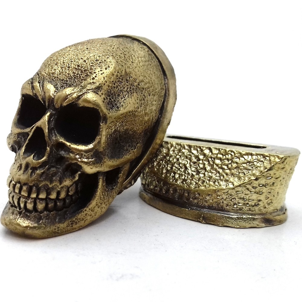SET SKULL SOLID BRONZE FINGER GUARD BOLSTER & POMMEL CUSTOM KNIFE MAKING