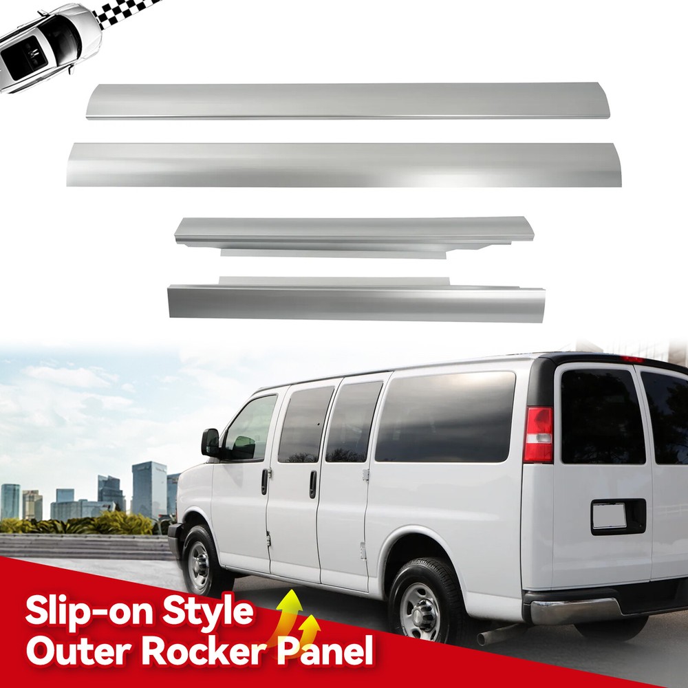 Slip-On Rocker Panel Left & Right Side For 1996-14 Chevy Express GMC Savana Van