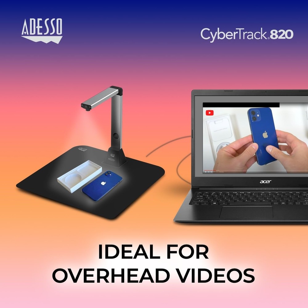 Adesso 8 Megapixel Fixed-Focus A3 Document Camera Scanner CYBERTRACK820