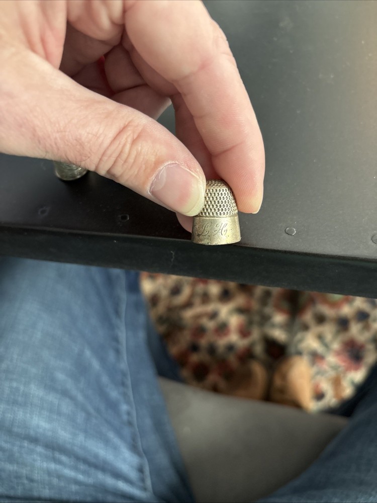 4 SILVER THIMBLES ~ STERLING with FLOWER ~