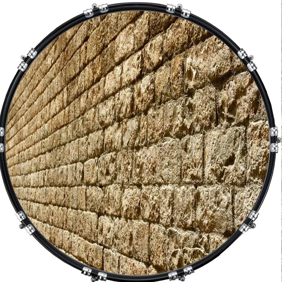 Custom 22" Kick Bass Drum Head Graphical Image Front Skin Brick Wall Perspective