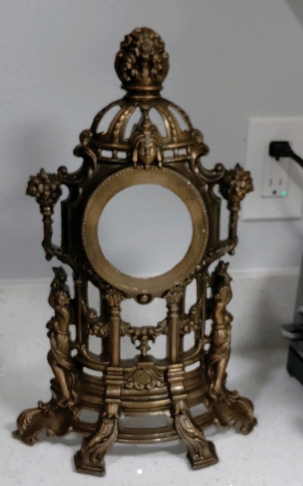 Ornate Bronze Brass Clock Case Replacement Part Decorative Collectible
