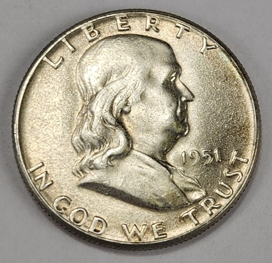 1951 Franklin Half Dollar - Silver - AU - Almost Uncirculated