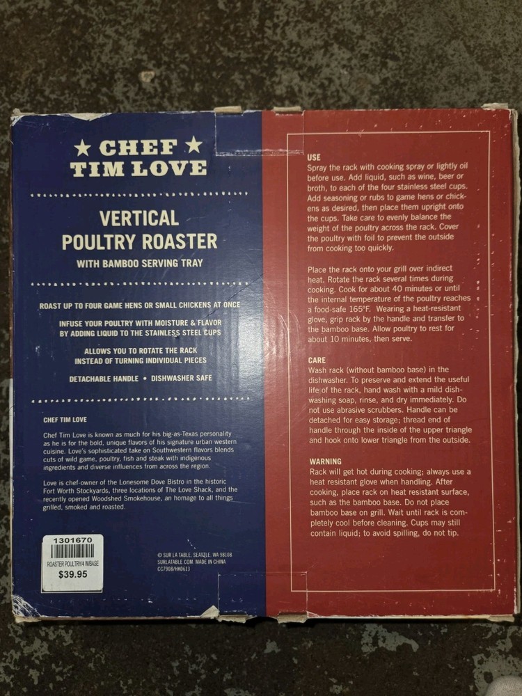 Chef Tim Love Vertical Poultry Roaster