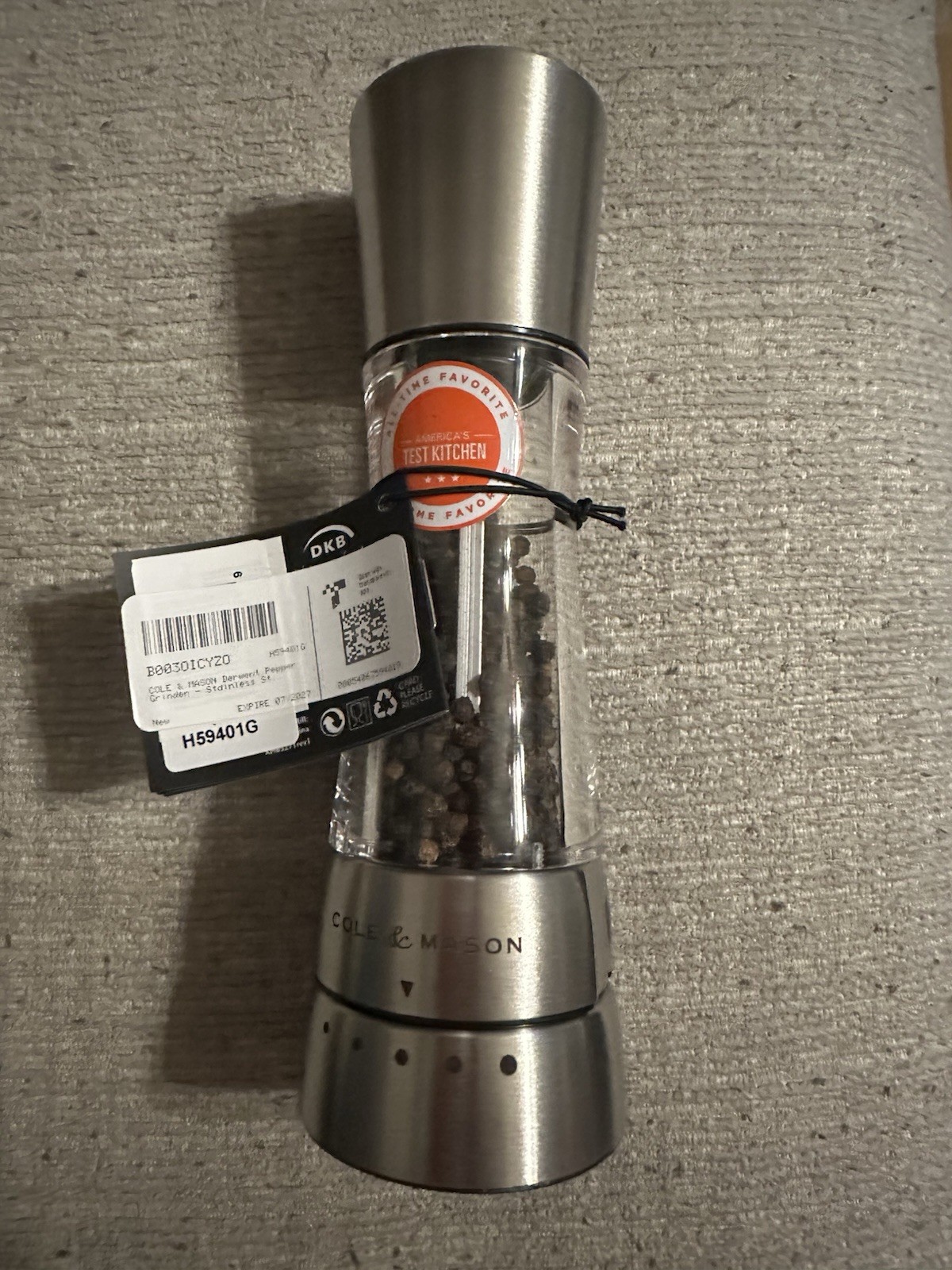 Cole & Mason Derwent Stainless Steel Pepper Mill Refillable Pepper Grinder
