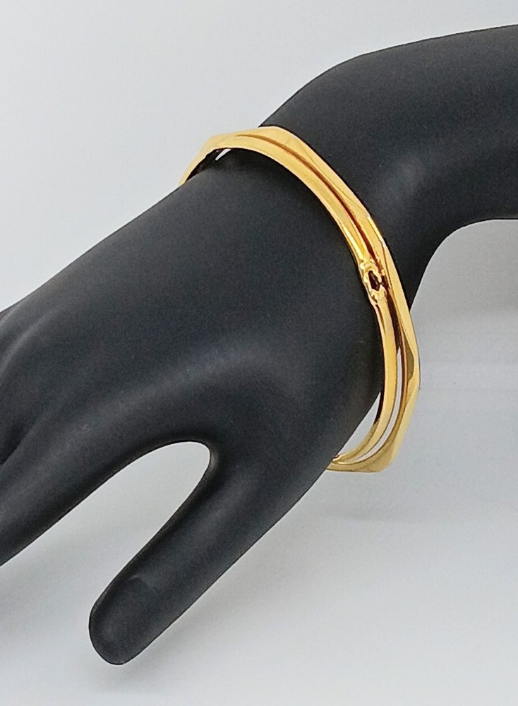 Monet Vintage Bangle 2 Bracelets Set Gold Toned Plain & Teardrop Design EUC