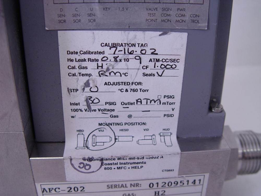 Qualiflow AFC 202 Mass Flow Controller 100SLM H2 Gas UHP