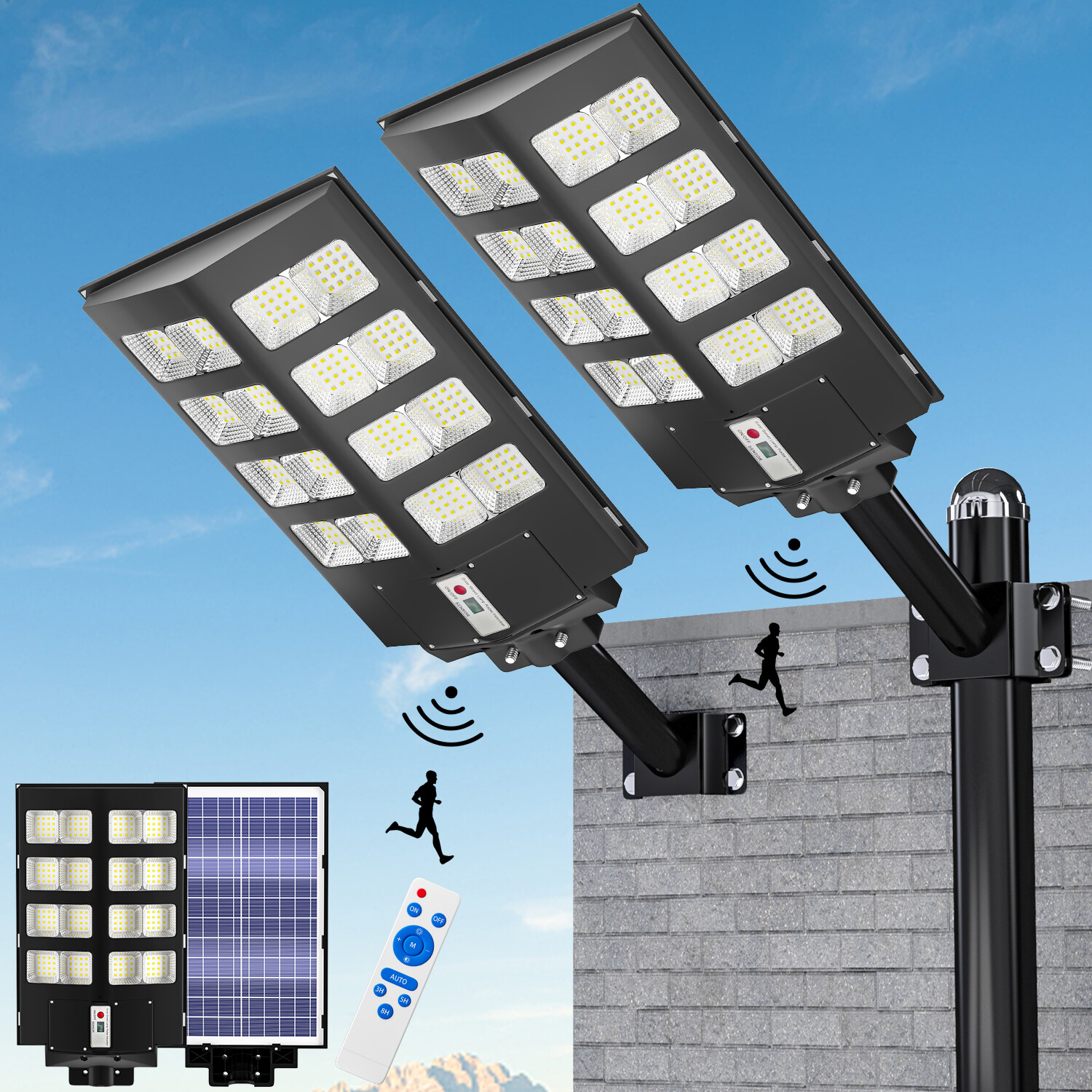 8700W Commercial Solar Street Lights Outdoor Dusk to Dawn Super Bright Aluminium