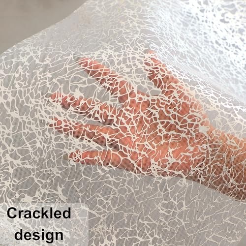 20Ft Silver Table Runner, Sparkly Metallic Glitter Foil 20FT Cracked Silver