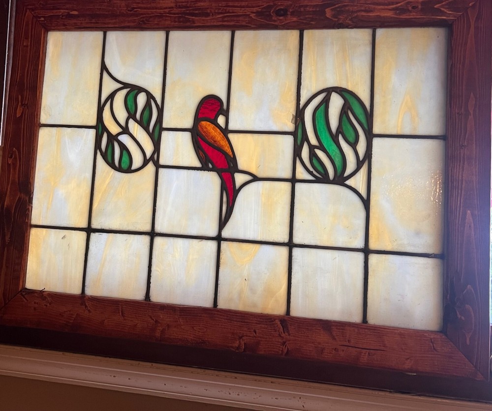 Distelfink stained glass window