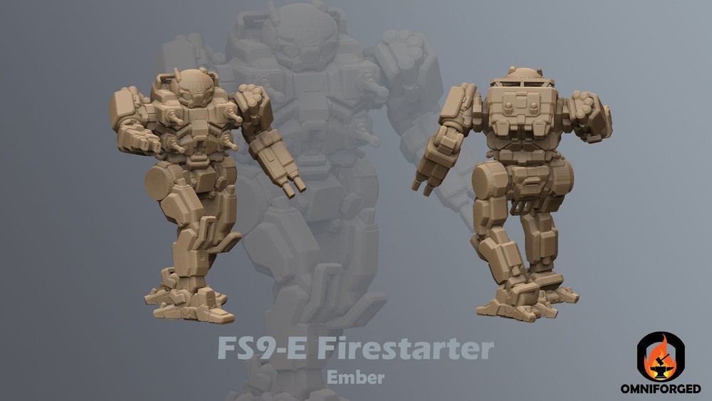 Ember Mini FS9-E Firestarter MWO Mech Miniature Compatible with Battletech