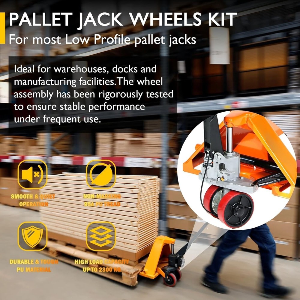 Pallet Jack Full Replacement Kit Steering Wheels 7"x2" Front Load Roller 3"x3.75