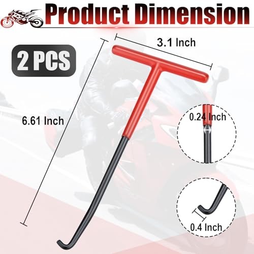 2 PCS Exhaust Spring Puller Tool, Motorcycle Exhaust Spring Hook, T Red + Black