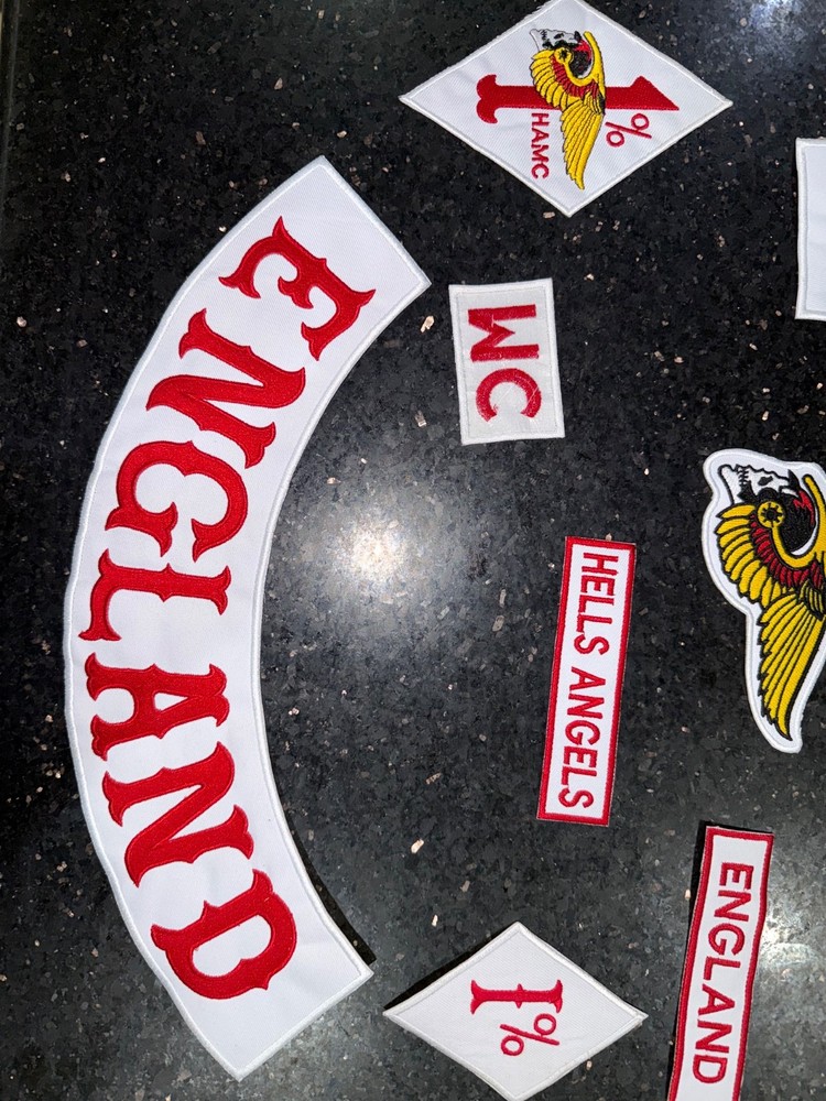 Hells Angels Style England Patch Set Full Biker Back Patch Skull Wings MC Set