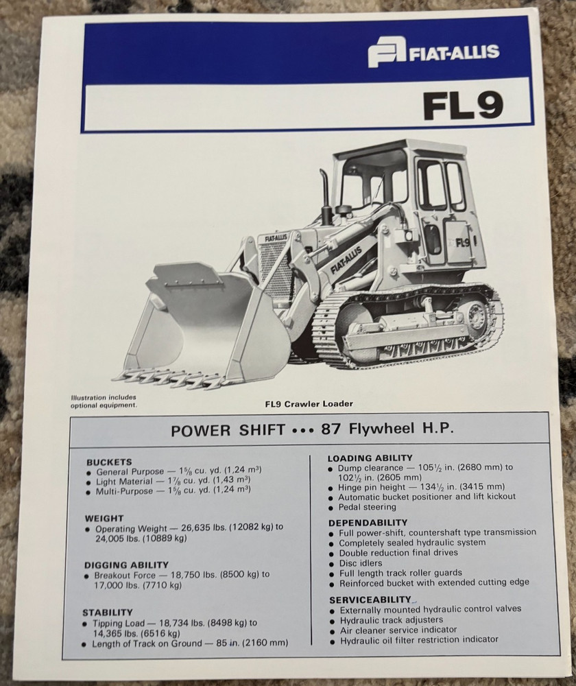 Fiat Allis FL9 Crawler Loader Brochure AMIL25