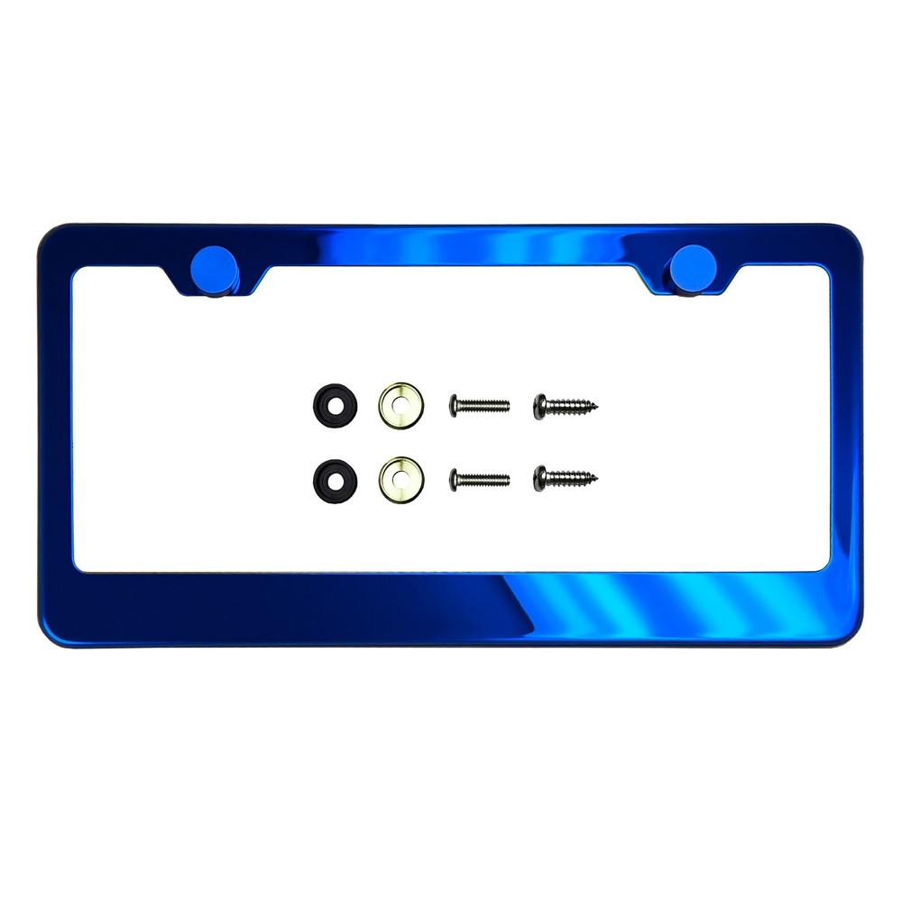Star Pattern Laser Etch License Plate Frame Metal Screw Cap Silicone Back guard