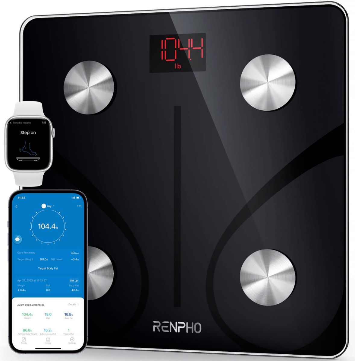 RENPHO Elis 1 Smart Body Fat Scale - Monitor 13 Body Metrics - Bluetooth App