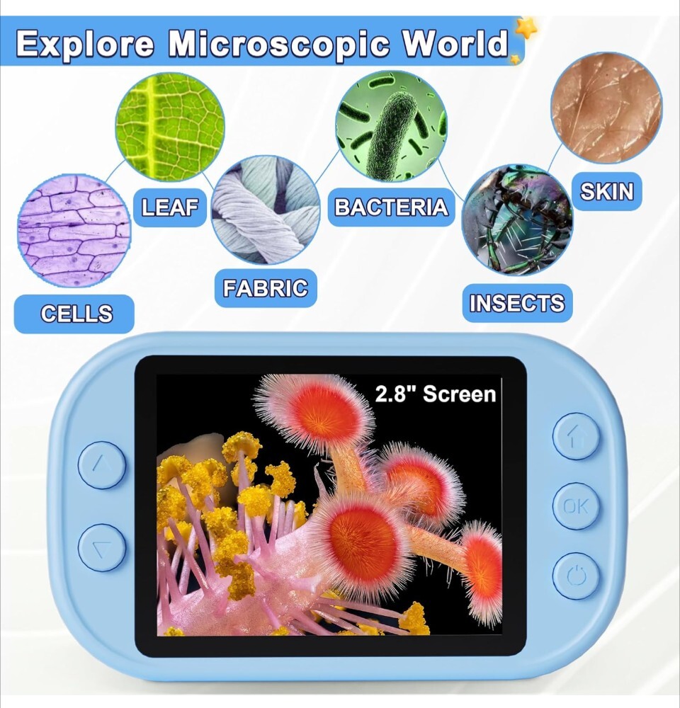 Kids Microscope - Mini Handheld Microscope for Kids, Portable Pocket Digital...