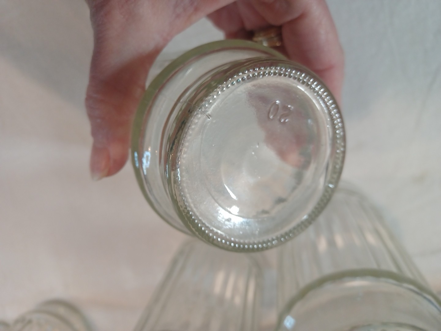 Anchor Hocking 6 VTG Ribbed Line Lites Heavy MCM 6" Tall 16 oz Glasses Retired