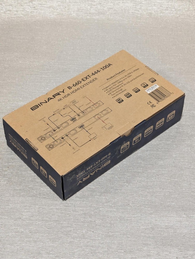 Binary B-660-EXT-444-100A 4K HDR HDBaseT Extender 100m | 18Gbps | New Open Box