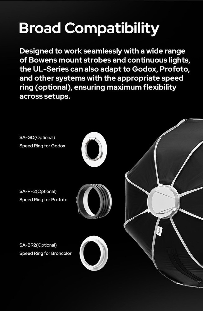 Softbox UL-Octa60 23.6"/60cm Octagonal Softbox, Quick-Release Umbrella Design...