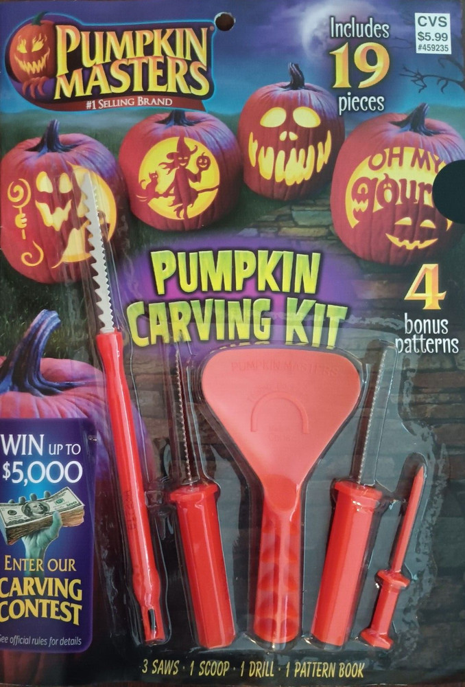 Pumpkin Masters; Pumpkin Carving Kit, Includes 5 Tools and 14 Patterns, New