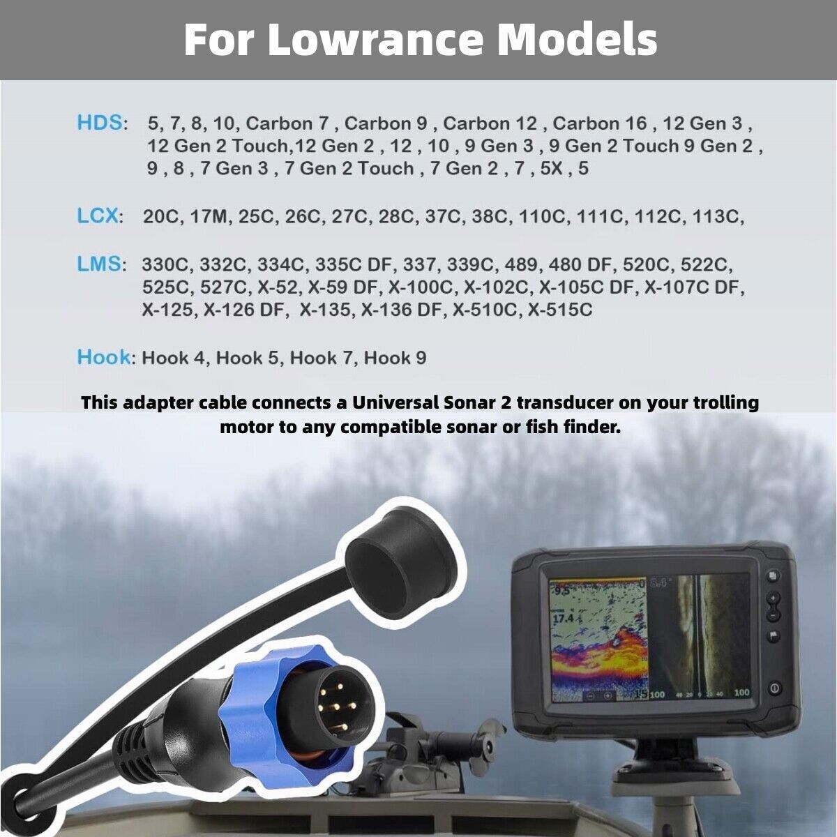 For Lowrance Fish Finder Minn Kota MKR-US2-10 Universal Sonar 2 Adapter Cable