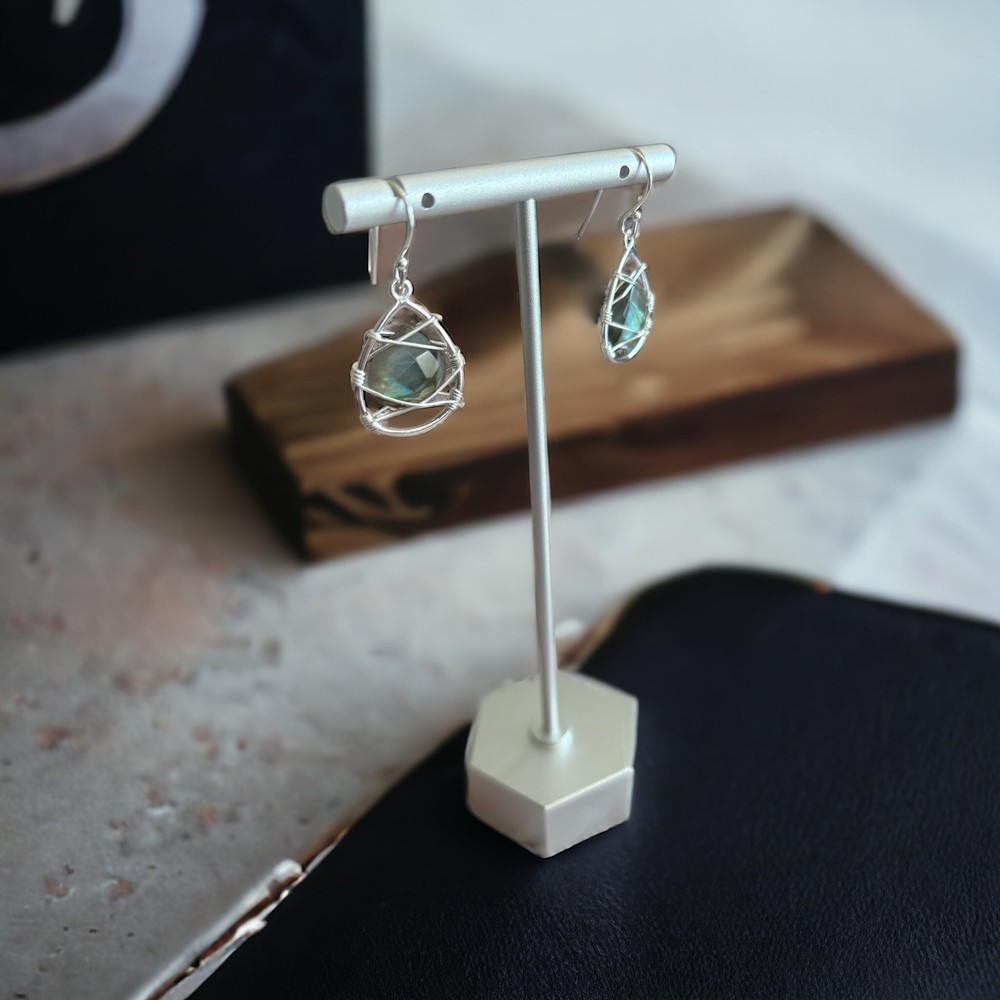 Wire Wrap Labradorite Earrings