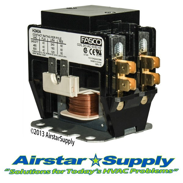 Trane Replacement Contactor - 2 Pole  40 Amp  24V Coil