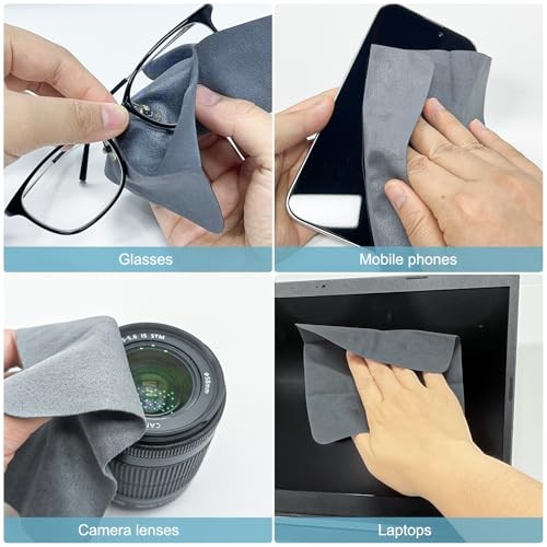 6 Pack Microfiber Cleaning Cloths for Electronics, Camera Lenses, Eyeglasses,