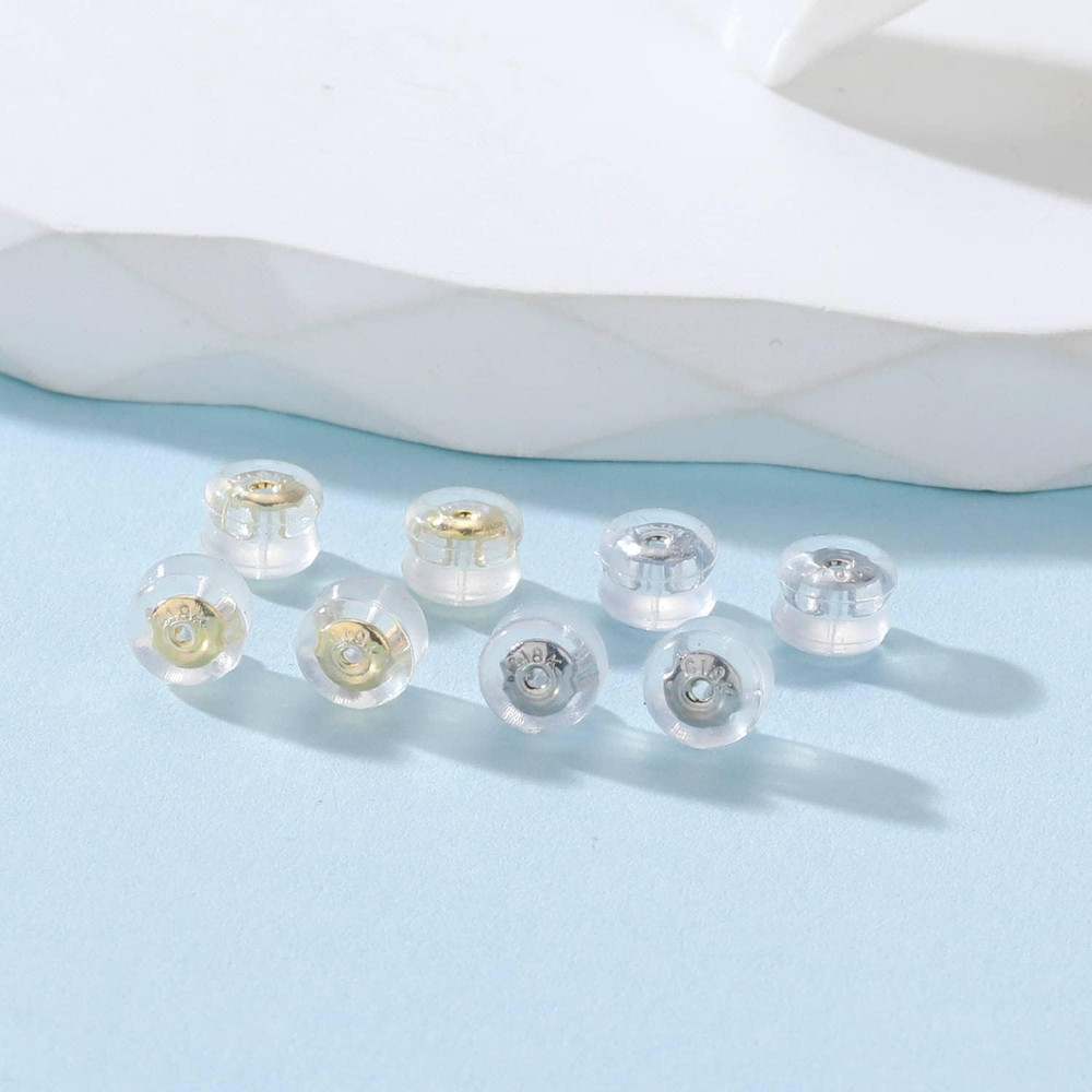 Earring Backs for Droopy Ears, 18K Gold Silicone Earring Backs for Studs Heavy E