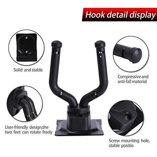 XCHTX Guitar Hook Slatwall Adjustable Wall Mount short 8pack, Black