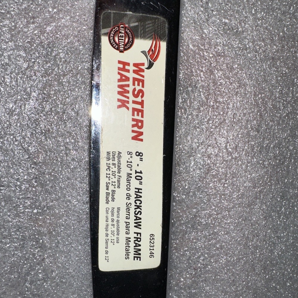 Western Hawk Hacksaw Frame, 8/10/12” Capable