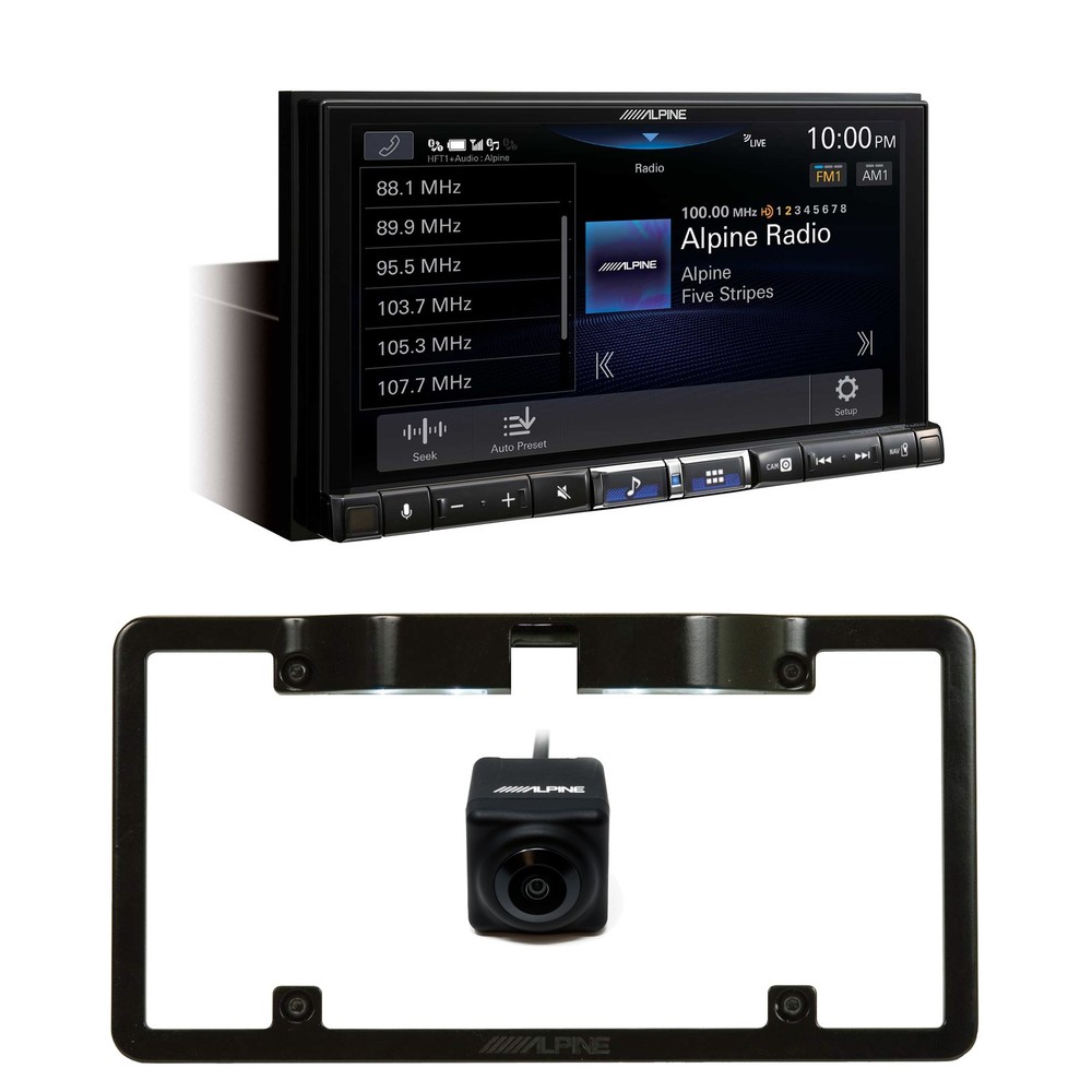 Alpine iLX-507, HCE-C1100 Backup Camera & KTX-C10LP Plate Frame Bundle
