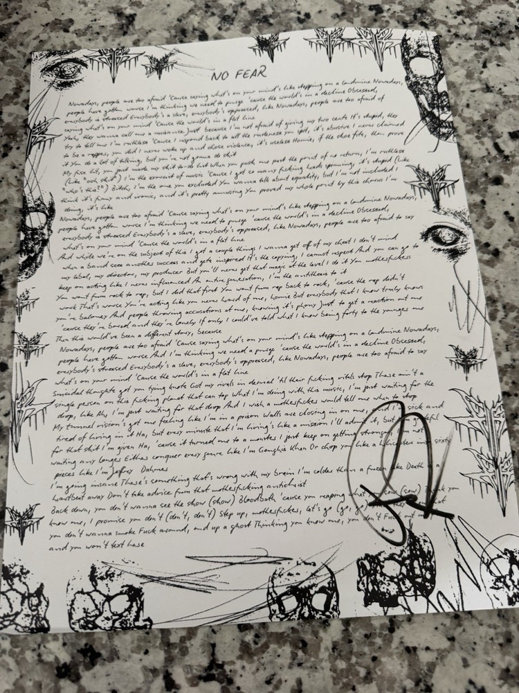 Falling In Reverse Ronnie Radke Signed Merch LOT Hat 3 2XL T-Shirts Lyric Sheet