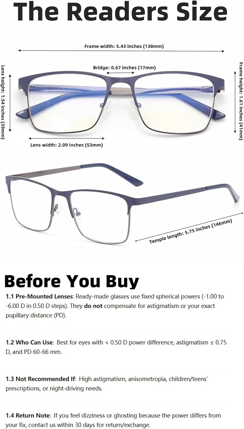 Clarity Blue Glasses, Automatic Adjustment Reading Eye Strain from Screen Compu