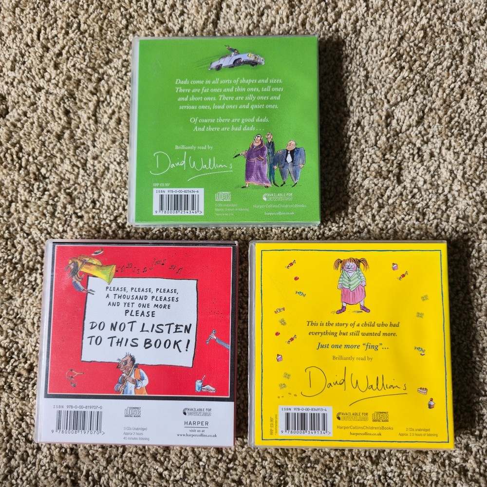 3 David Walliams CD Audio Book Bundle