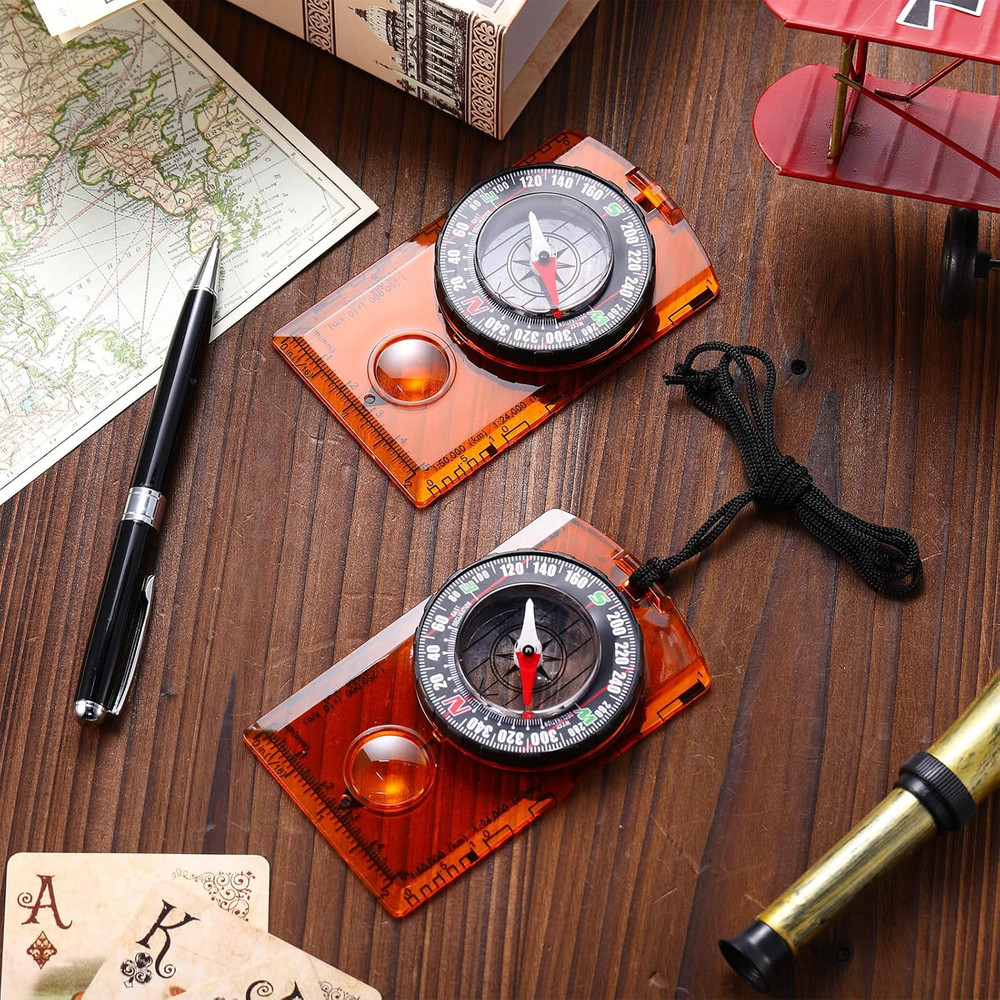 20 Pack Orienteering Compasses Hiking Map Reading Backpacking Orange Survival