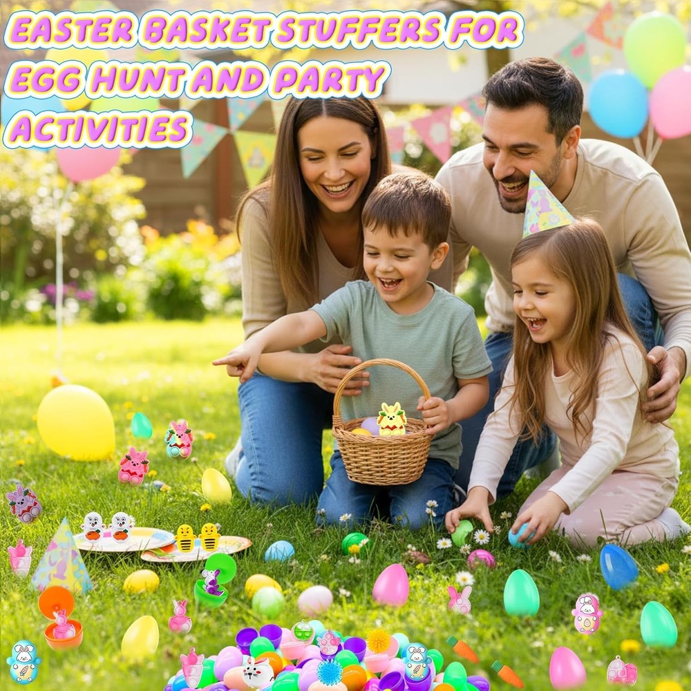 Prefilled Easter Eggs with Toys, 100 Pcs Plastic Easter Eggs Set, Easter