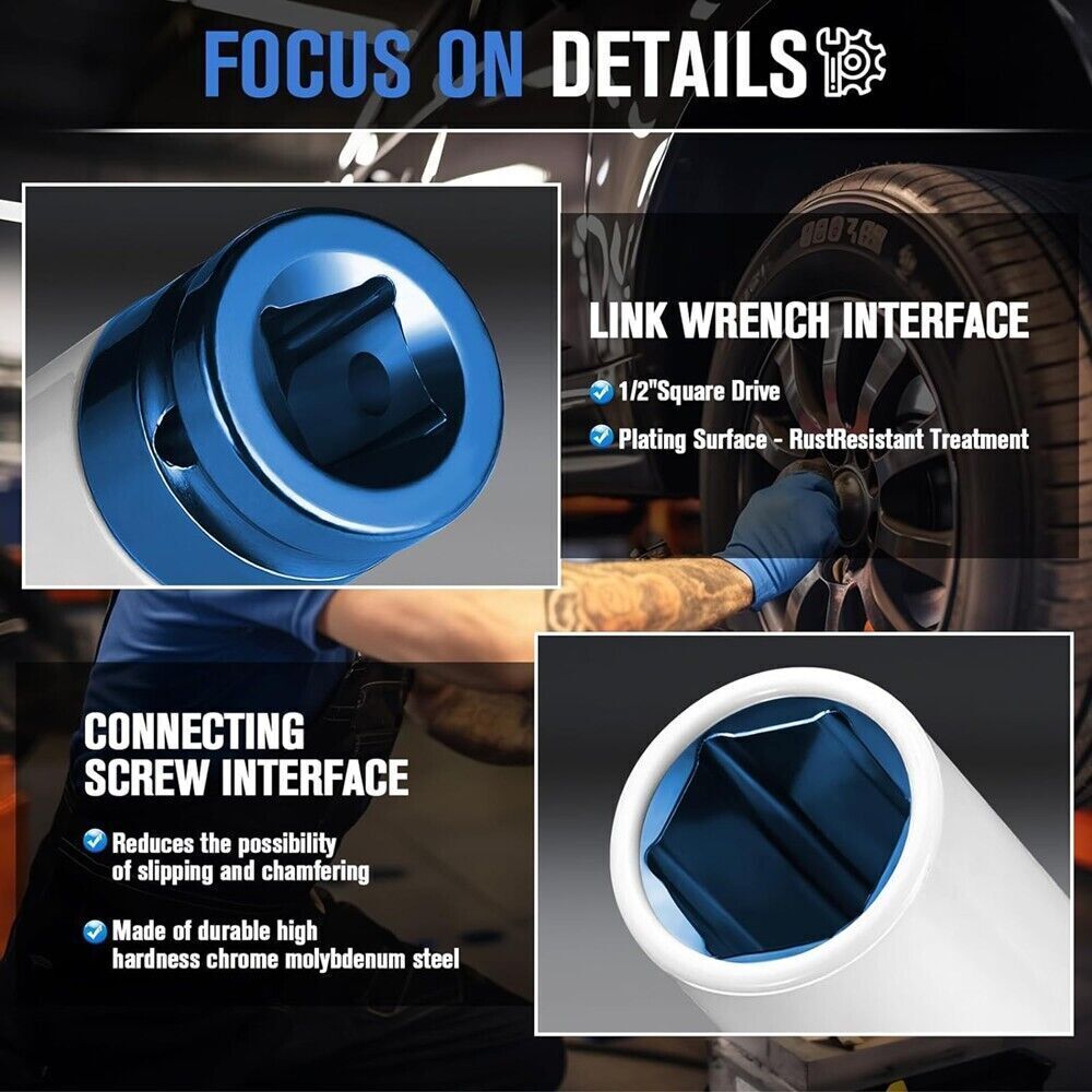 New 1/2" Drive Wheel Protector Impact Socket, Thin Wall Deep Impact Socket Set