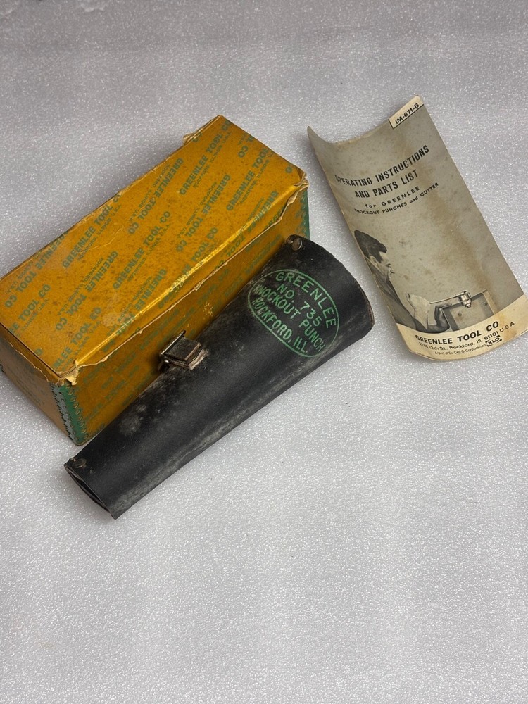 1971 greenlee 735 knockout punch tool leather case box