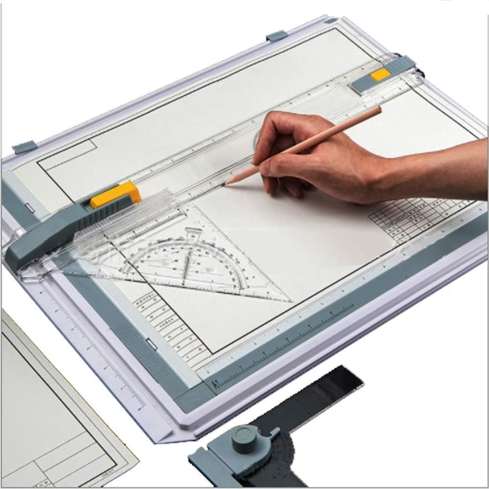 Complete Inch Scale Drafting Table with Protractor and Anti-Slip Support