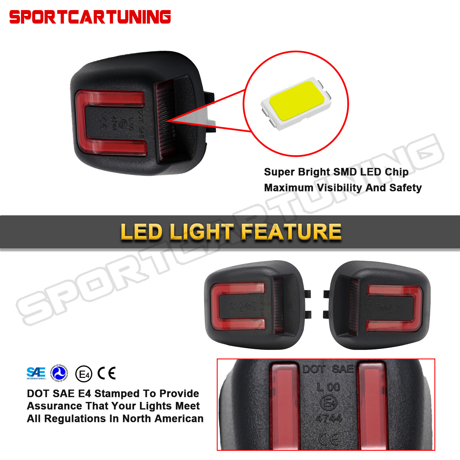 For 07-21 Frontier Titan Xterra Armada White & Red LED License Plate Lights Lamp