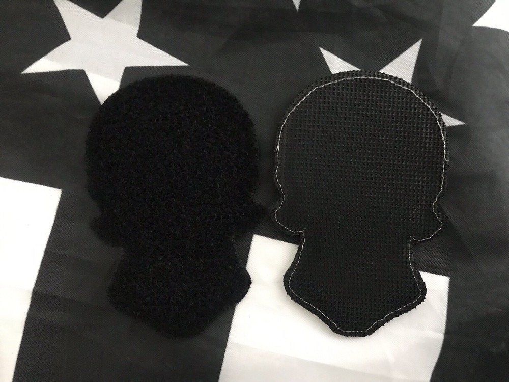 SILVER USA SKULL Embroider American Flag Hook/Loop Patch